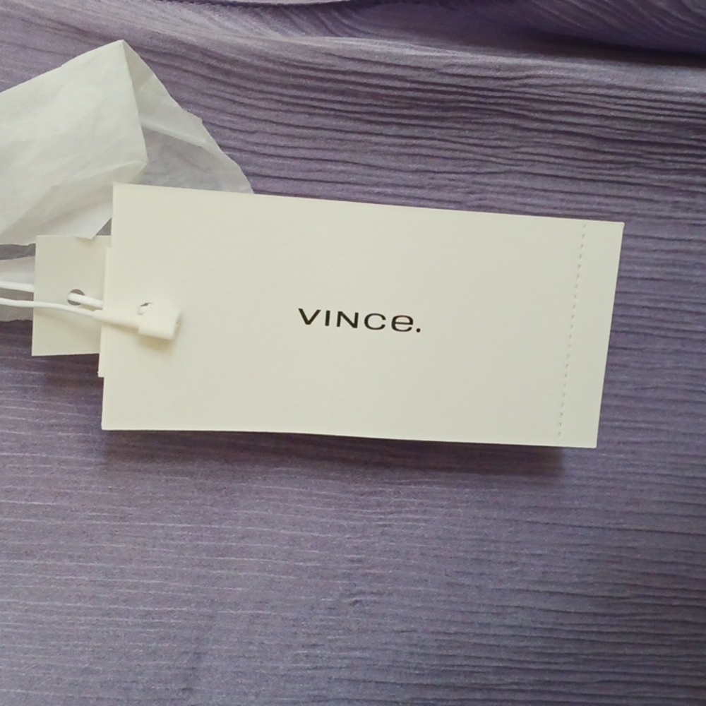 Vince lilac ribbed trim silk tank with side slits - Picture 11 of 13